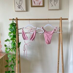 Zaful Pink Sparkly Bikini Set